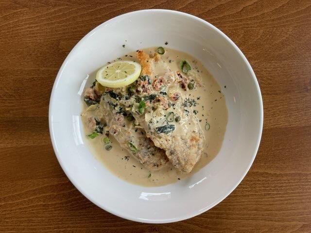Tuscan Chicken with  Roasted Parm Potatoes and Buttered Green Beans