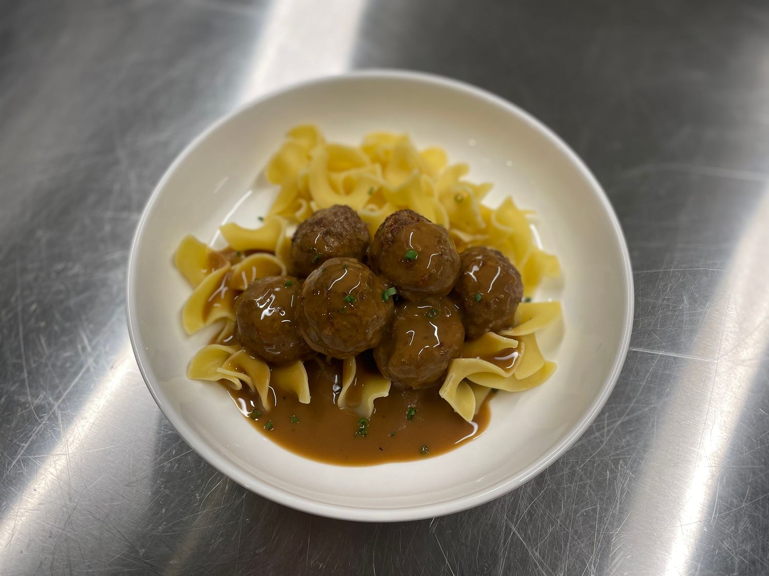 Swedish Meatballs with Mashed Potatoes and Applesauce