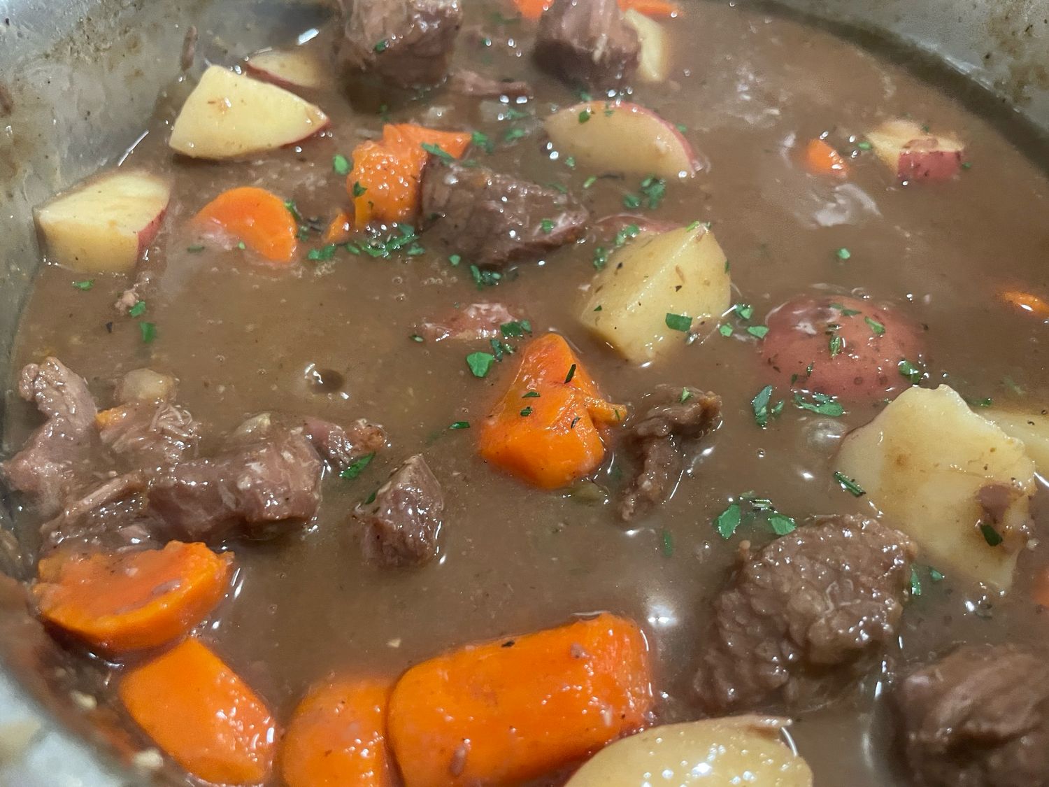 Beef  Stew with a Cornbread Muffin