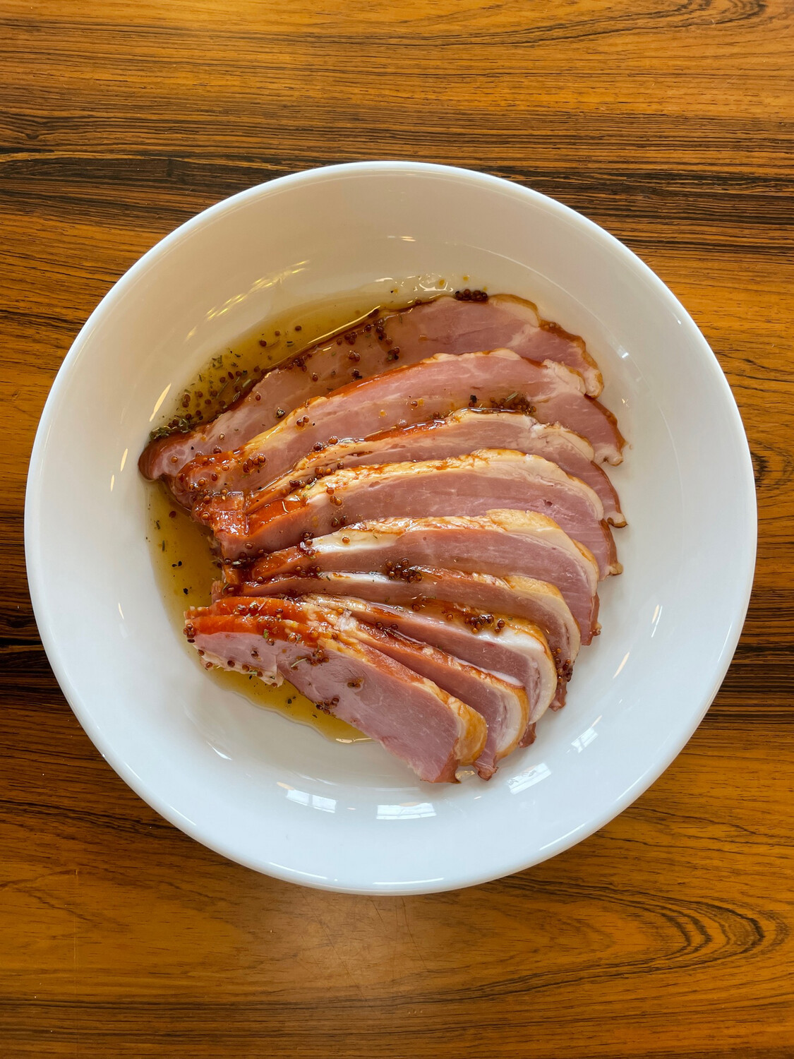 Baked Ham with a Maple-Mustard Glaze and Homemade Mac- N- Cheese and Roasted Seasonal Vegetables