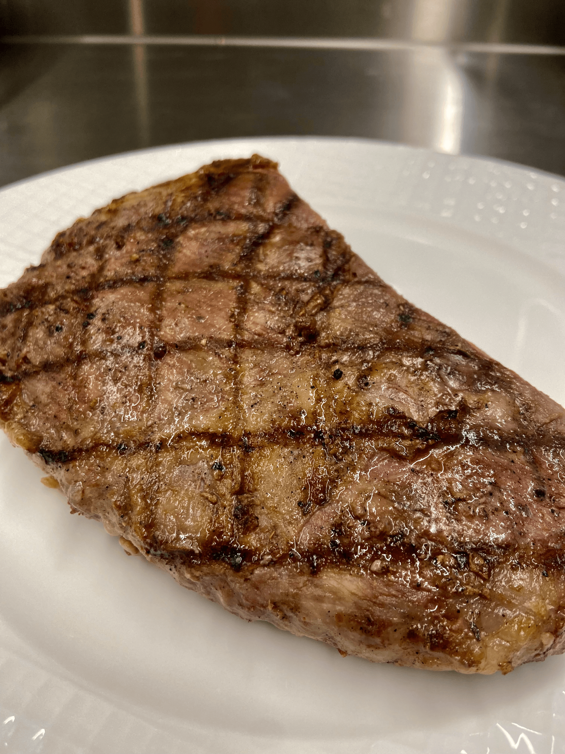 Grilled London Broil with Garlic Mashed Potatoes and Buttered Green Beans