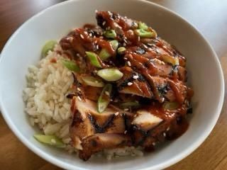 Grilled BBQ Korean Pork Chops with Vegetable Fried Rice and Hibachi Vegetables