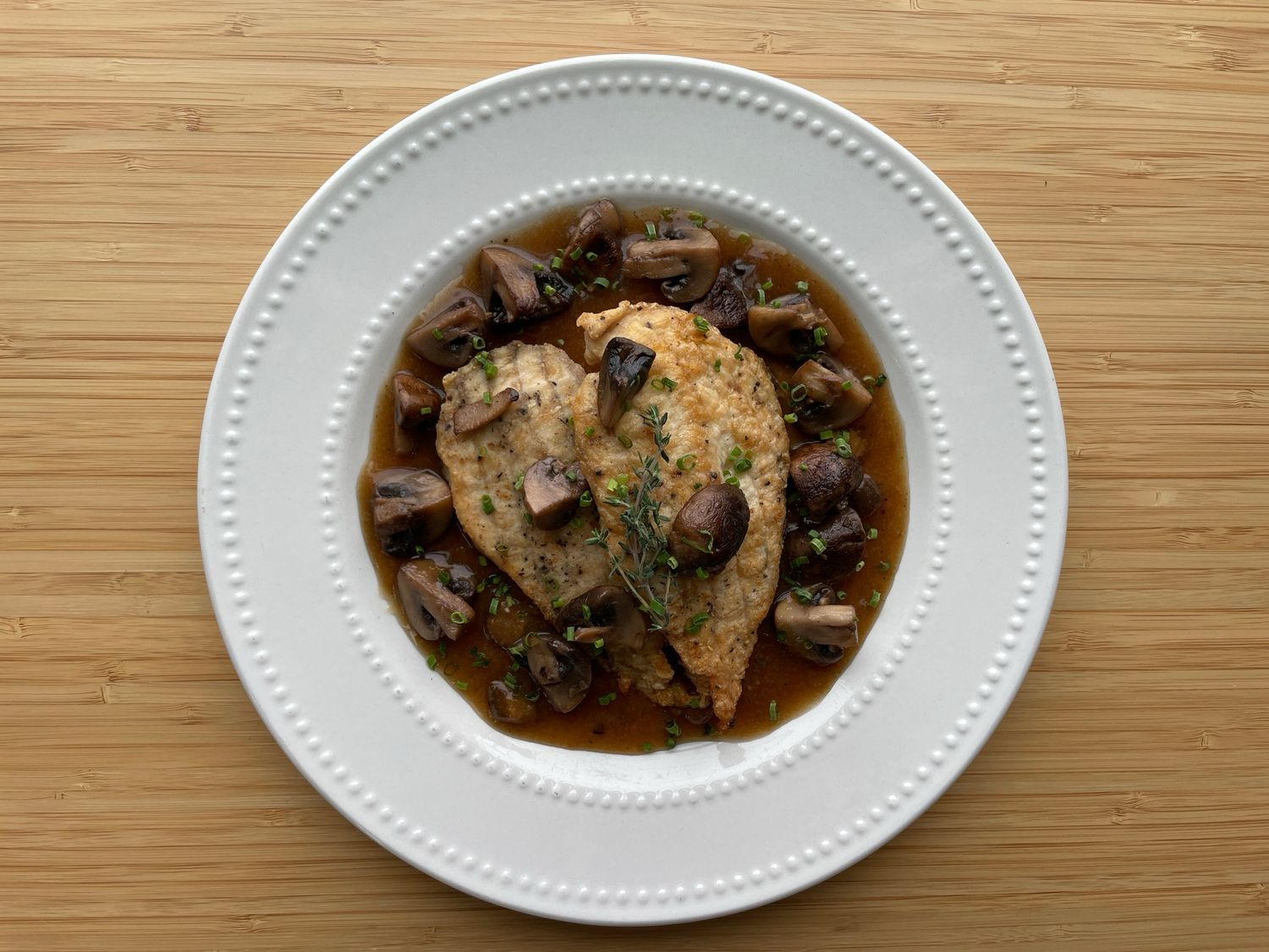 Chicken Marsala with Asparagus Risotto and Buttered Green Beans - Single Serving Meal