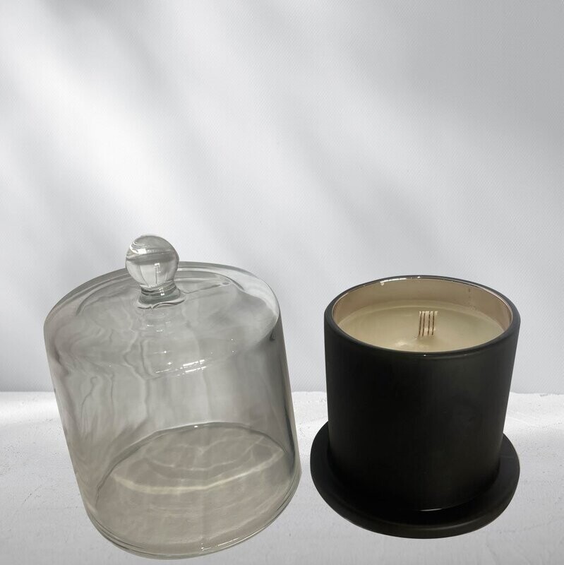 Matte Black & Rose Gold Glass with Glass Dome