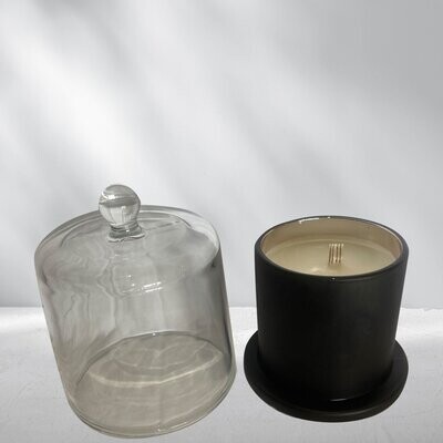Matte Black & Rose Gold Glass with Glass Dome