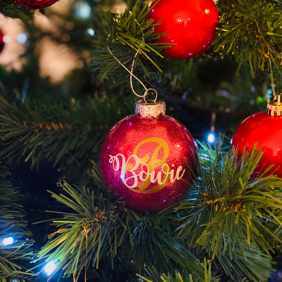 Personalised Glass Glittered Bauble