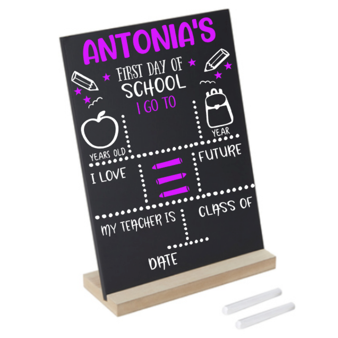 Personalised First Day of School Board with Stand