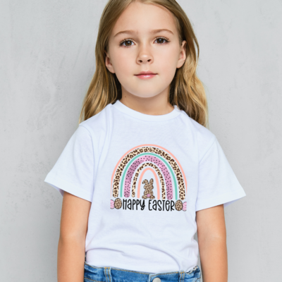 Happy Easter Rainbow Bunny Kids T-Shirt || Kids Easter Tee Shirt