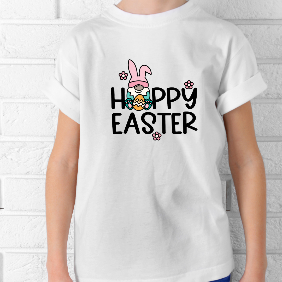 Hoppy Easter with Gnome Kids T-Shirt|| Kids Easter Tee
