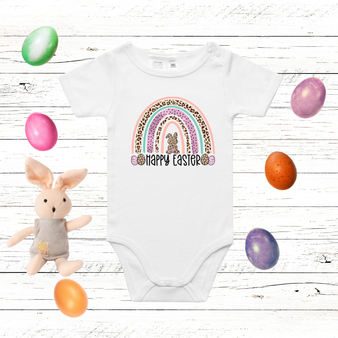 Happy Easter Rainbow Bunny || Baby Onesie || Baby Bodysuit
