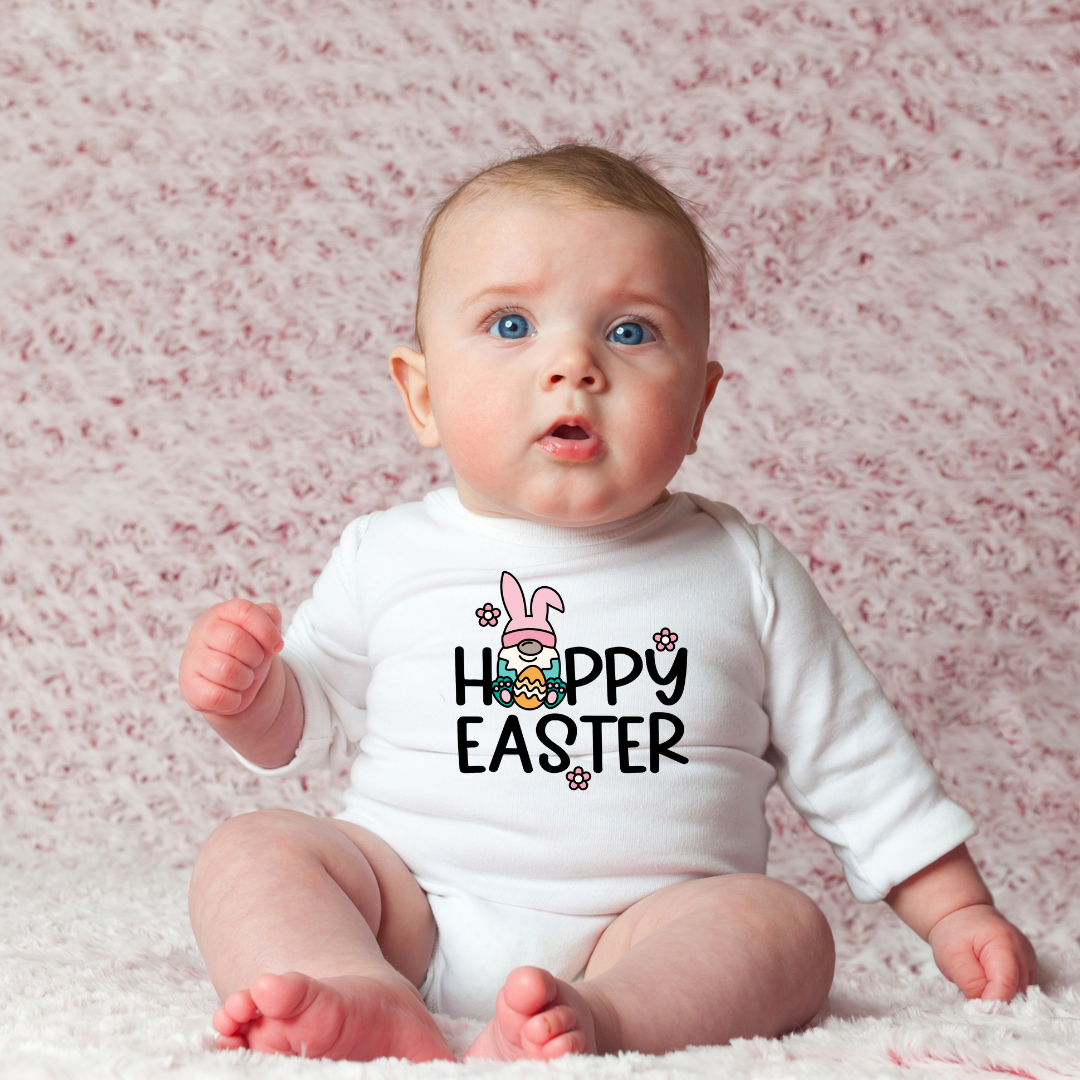 Hoppy Easter with Gnome || Baby Onesie || Baby Bodysuit