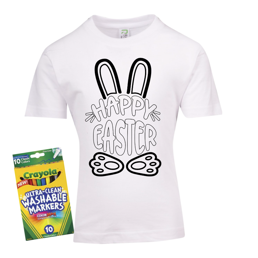 Easter Colour-in T-Shirt (Happy Easter) || Kids Easter Colouring In Tee