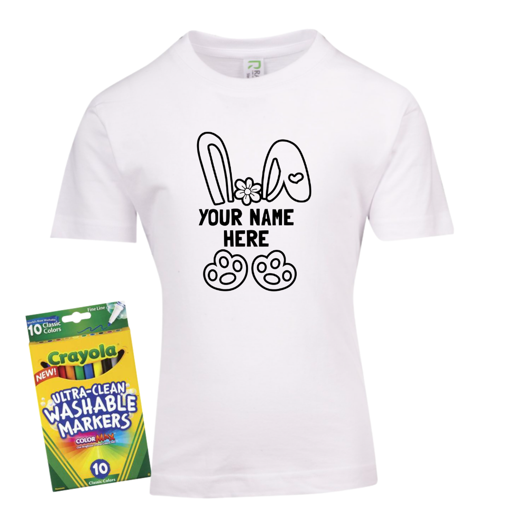 Easter Colour-in T-Shirt (With Name) || Kids Easter Colouring In Tee 