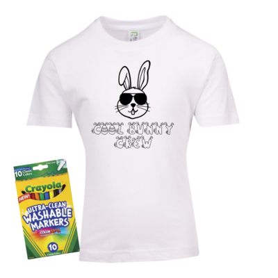Easter Colour-in T-Shirt (Cool Bunny) || Kids Easter Colouring In Tee