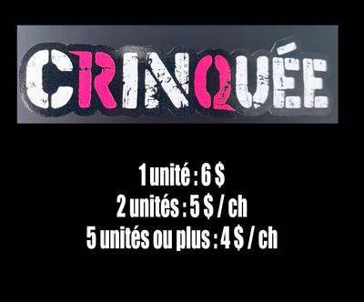 Autocollant cRinQuée rose et blanc