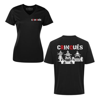 T-shirt des CRINQUÉS pour femme col en V noir