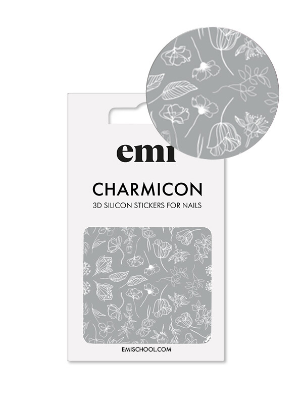 Charmicon 3D Silicone Stickers #177 White Flowers