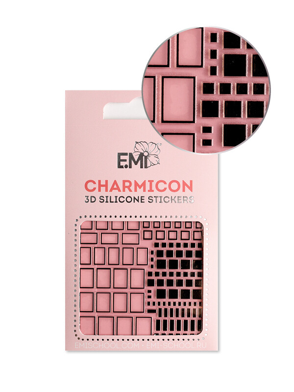 Charmicon 3D Silicone Stickers #160 Squares Black