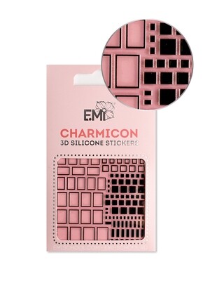 Charmicon 3D Silicone Stickers #160 Squares Black