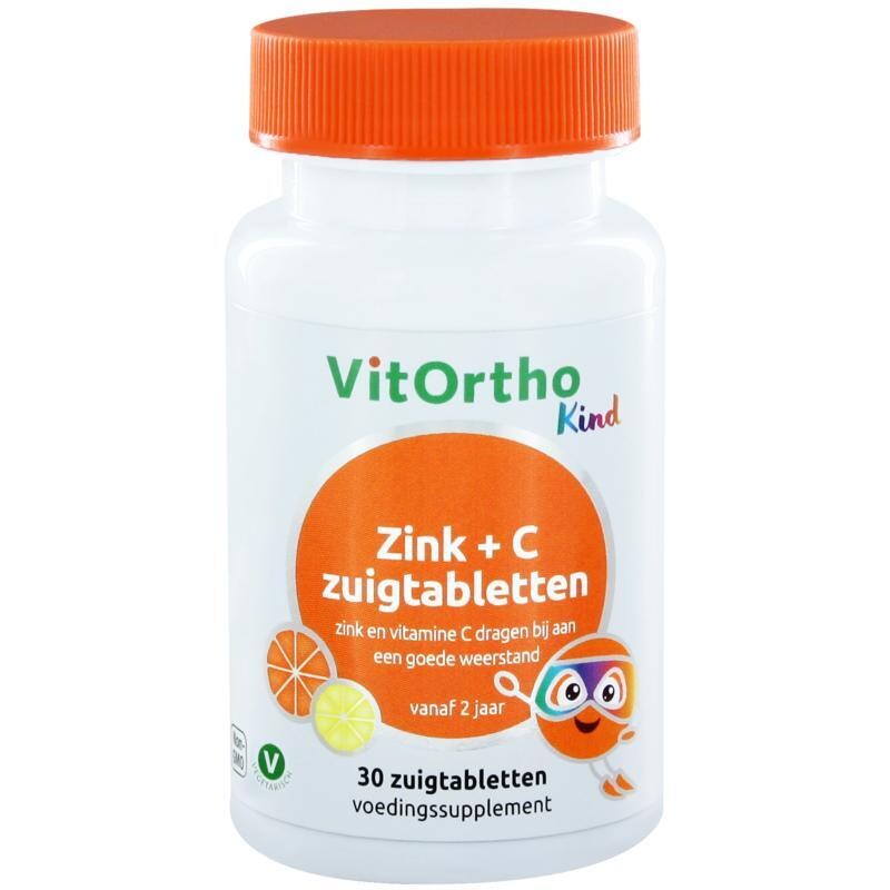 Vitortho - Zink + C kind zuigtabletten - 30 zuigtabletten