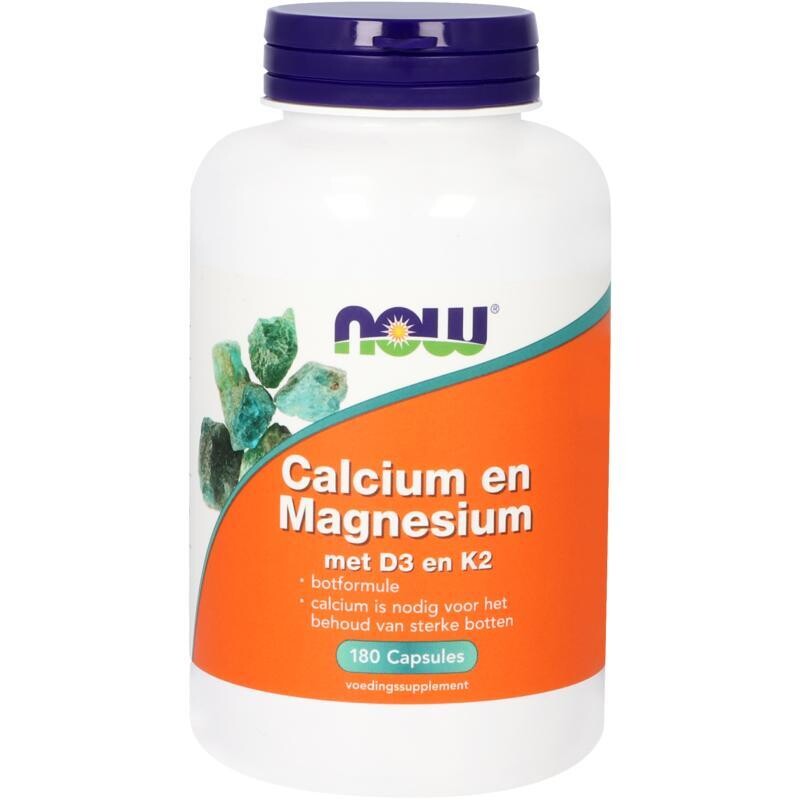 NOW - Calcium en Magnesium met D3 en K2 - 180 capsules