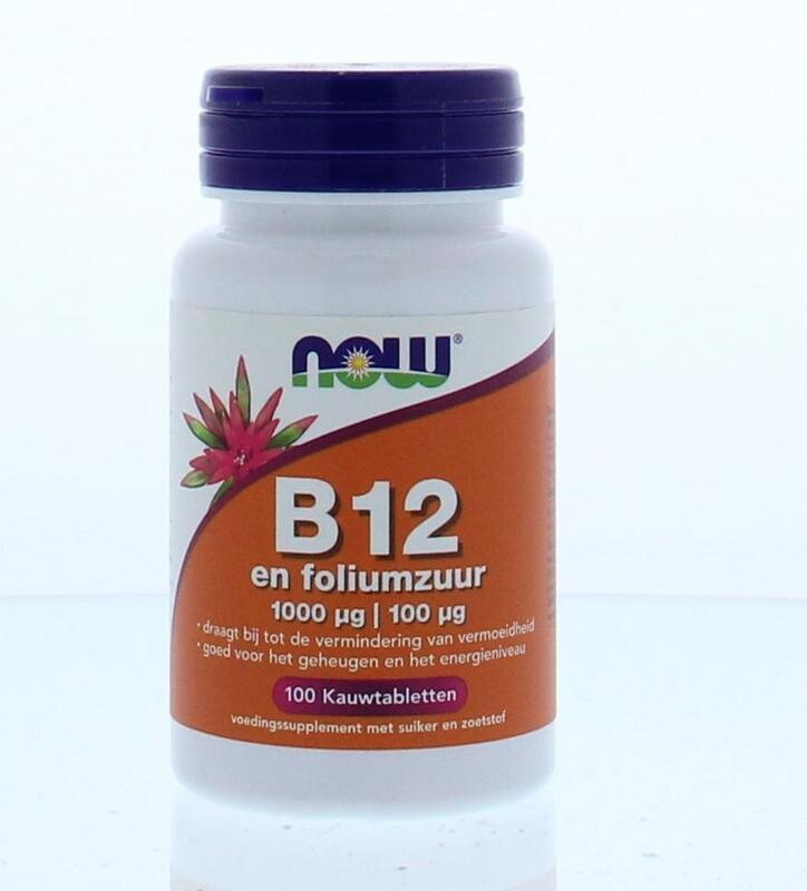 NOW - Vitamine B12 1000 mcg en Foliumzuur 100 mcg - 100 kauwtabletten