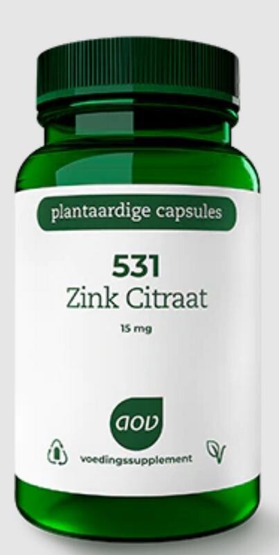 AOV - 531 Zink citraat 15 mg - 60 vegicaps