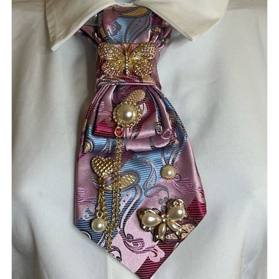 Pink And Blue Paisley Tie And Hat Bundle