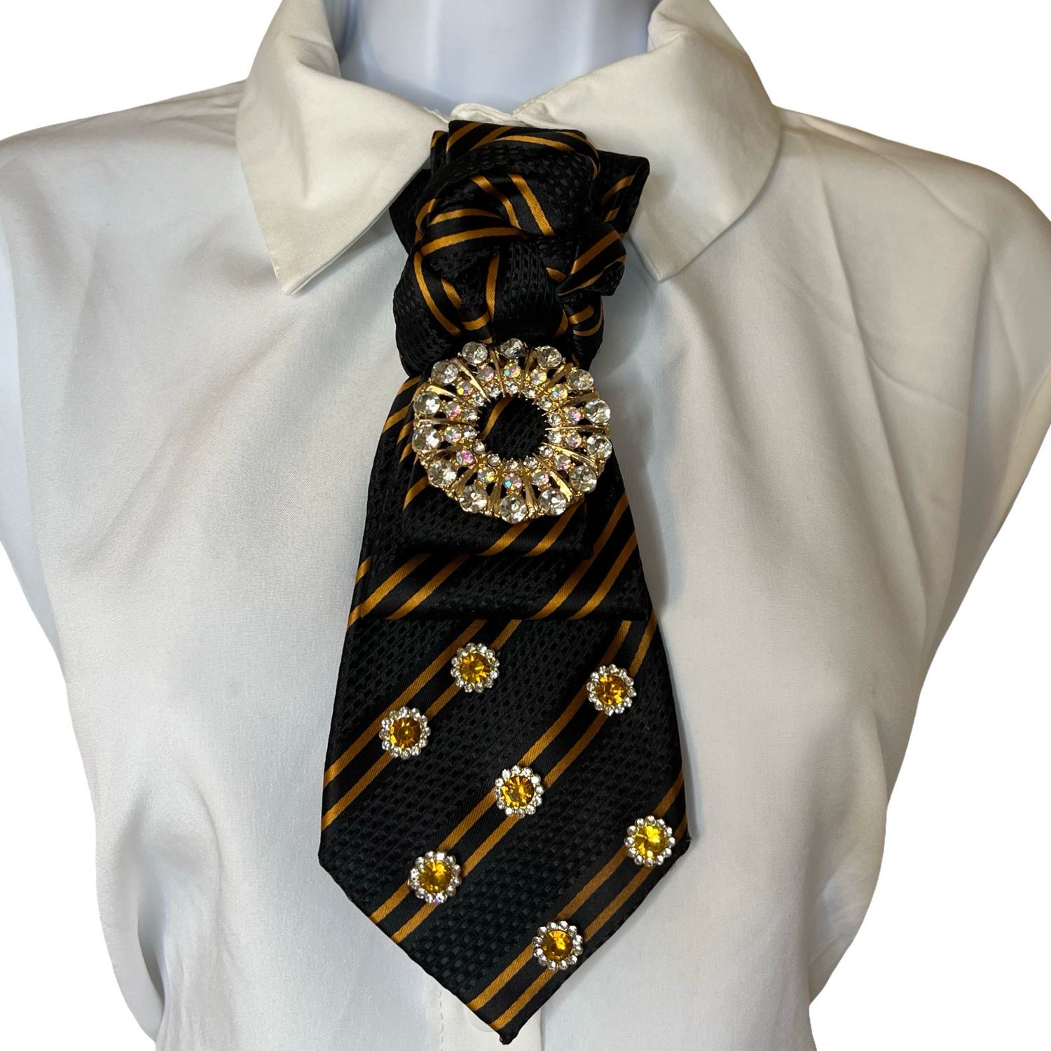 Orange and Black Bling Junk Tie