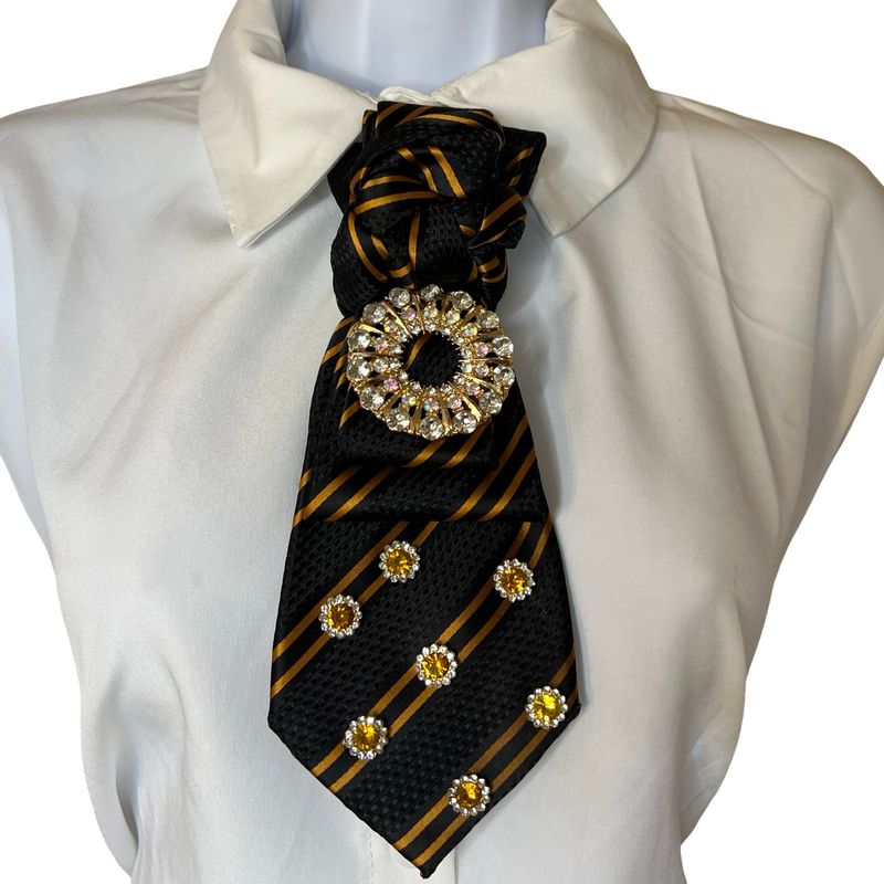 Orange and Black Bling Junk Tie
