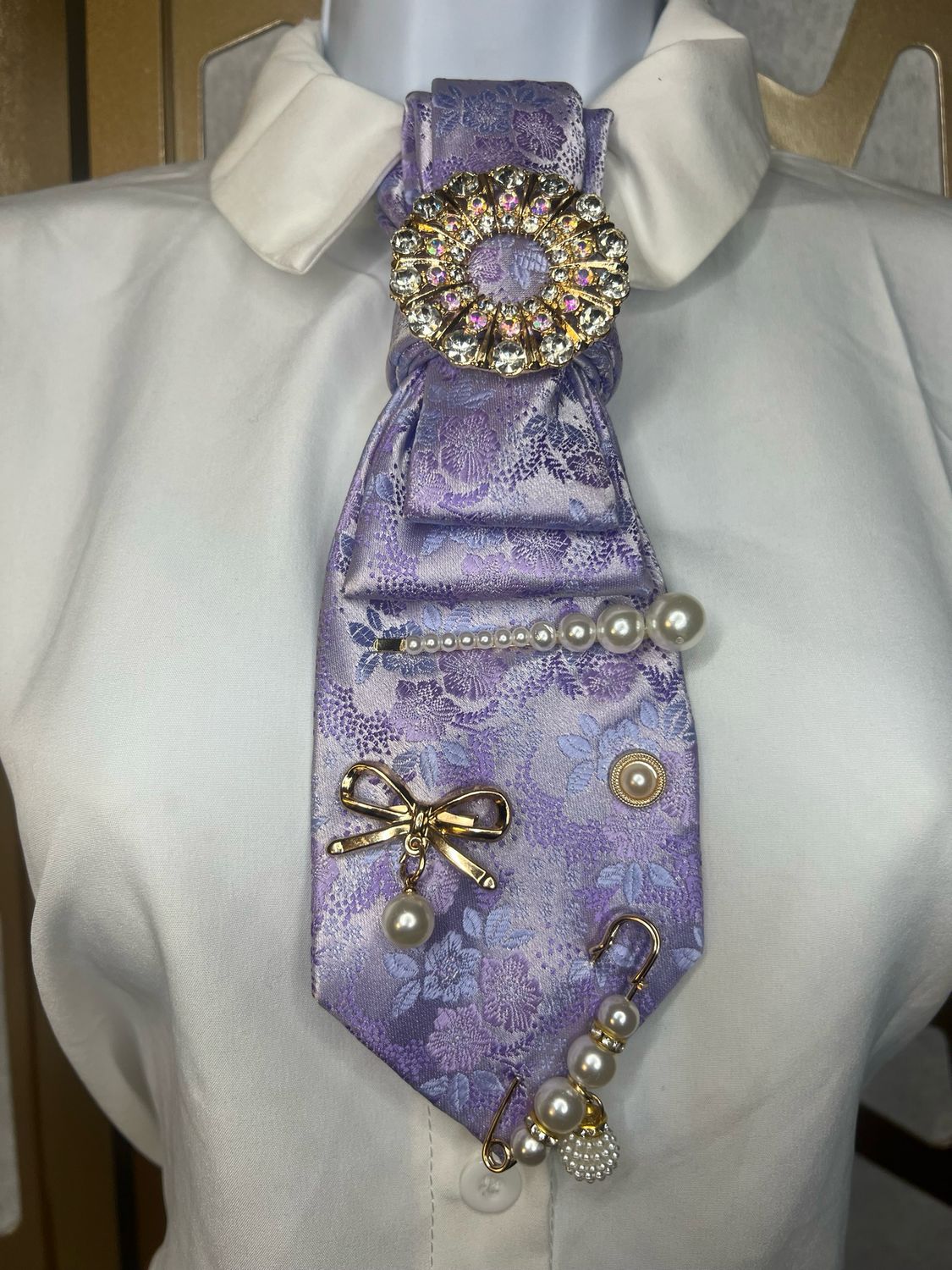 Lavender Stitched Junk Tie