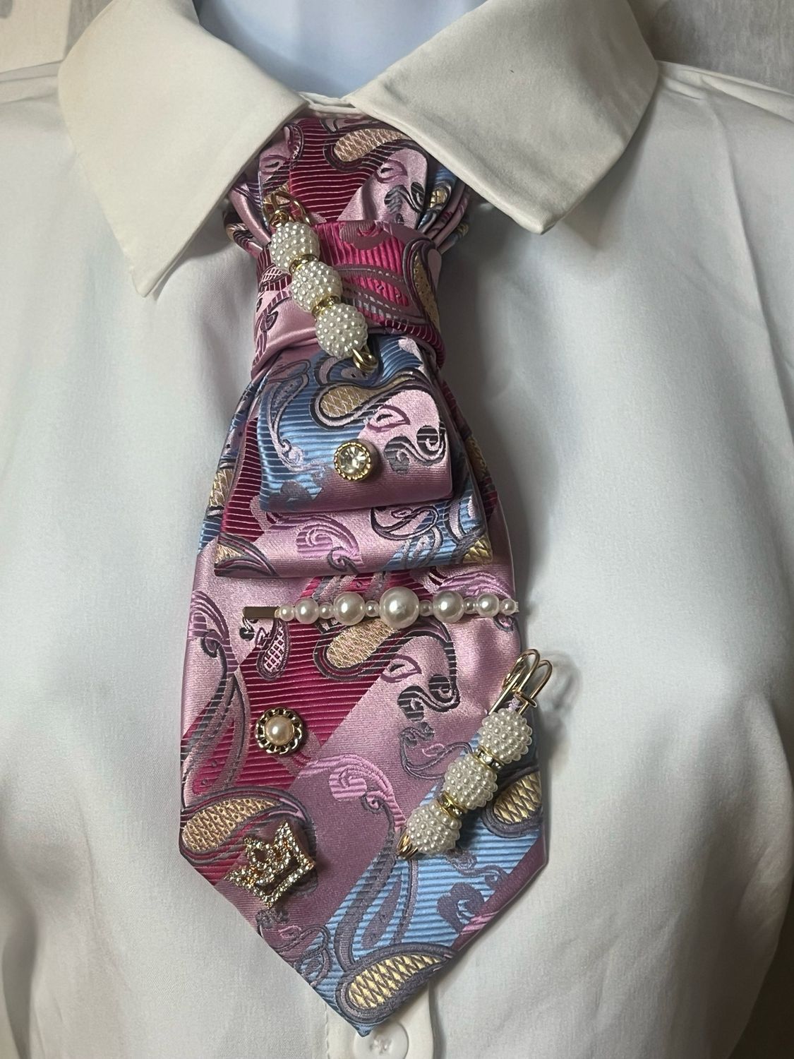 Pink And Blue Paisley Tie