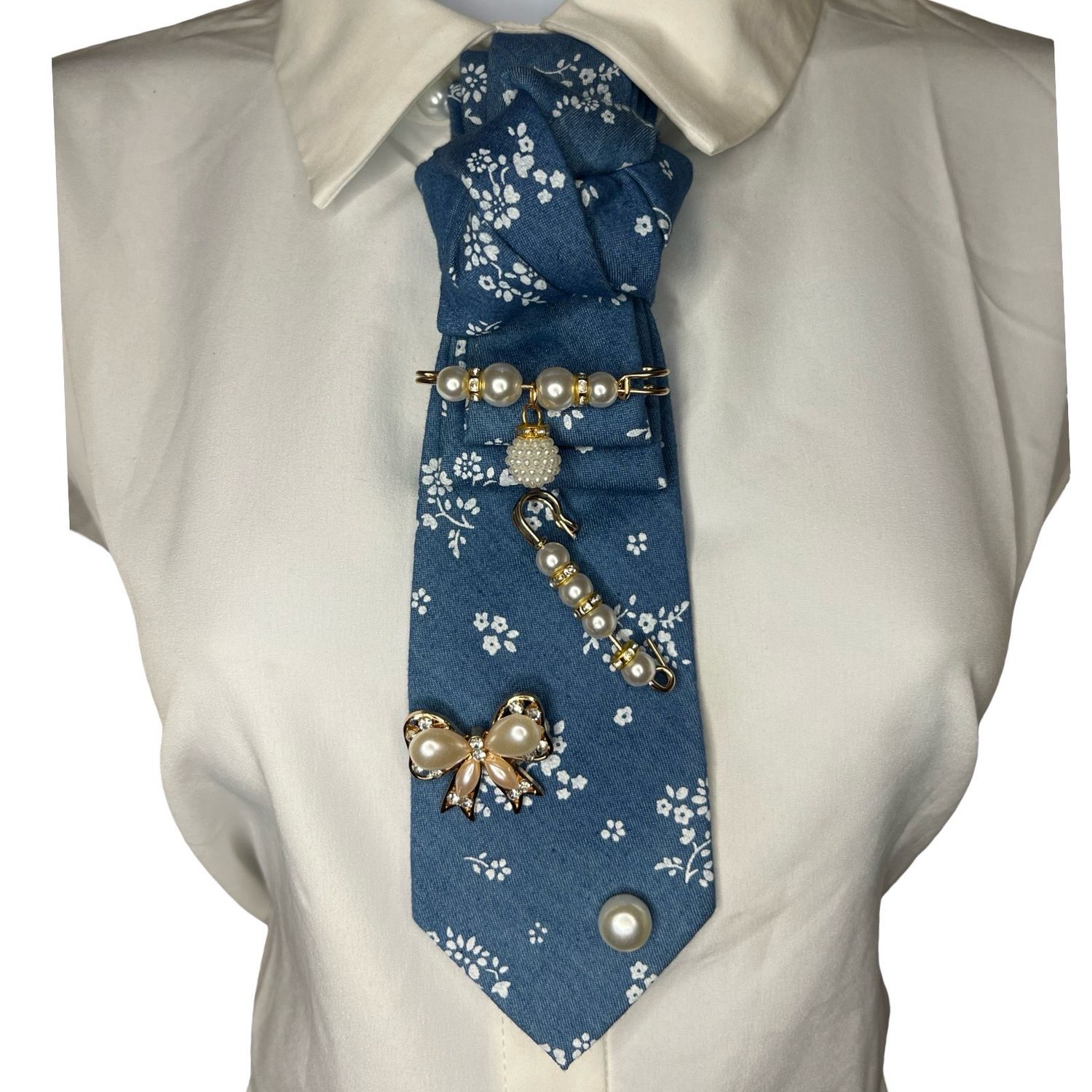 Denim Patterned Junk Tie