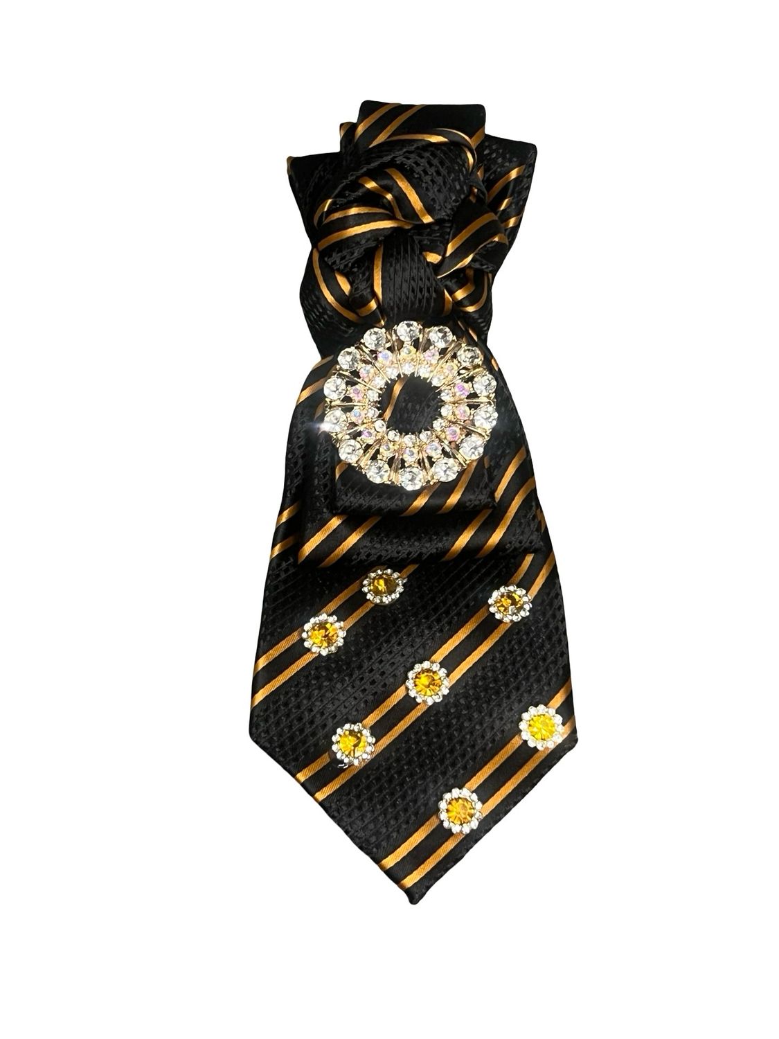 Orange and Black Bling Junk Tie