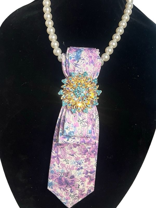 Purple And Turquoise Junk Tie