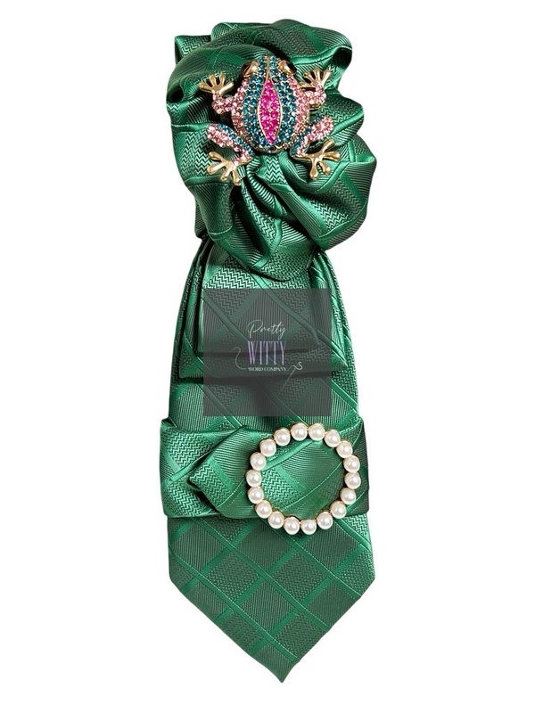 Green Patterned Frog Tie