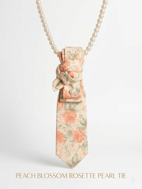 Peach Blossom Rosette Pearl Tie