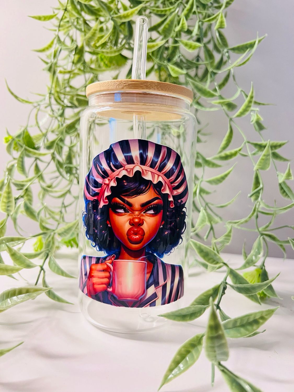 Sip First, Talk Later 16oz Glass Tumbler