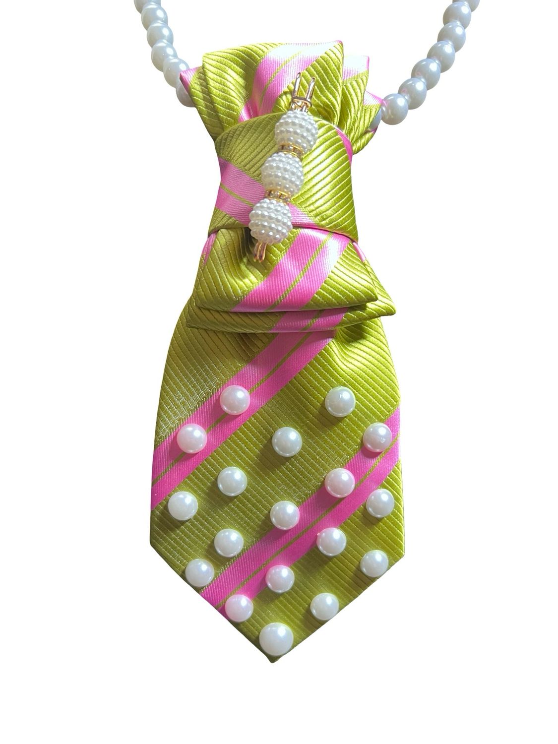 Pink And Green Pearl Tie