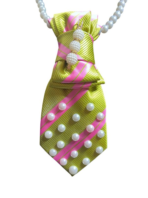 Pink And Green Pearl Tie