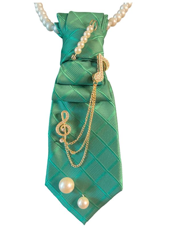 Green Music Note Junk Tie