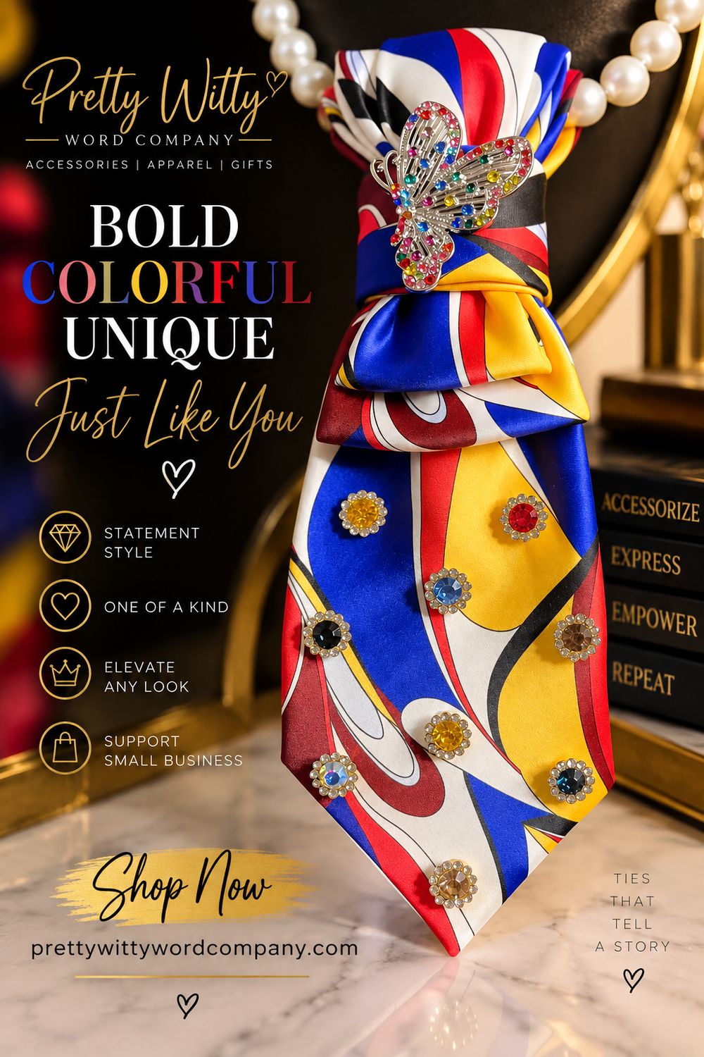 Bold Color Pop Tie Necklace
