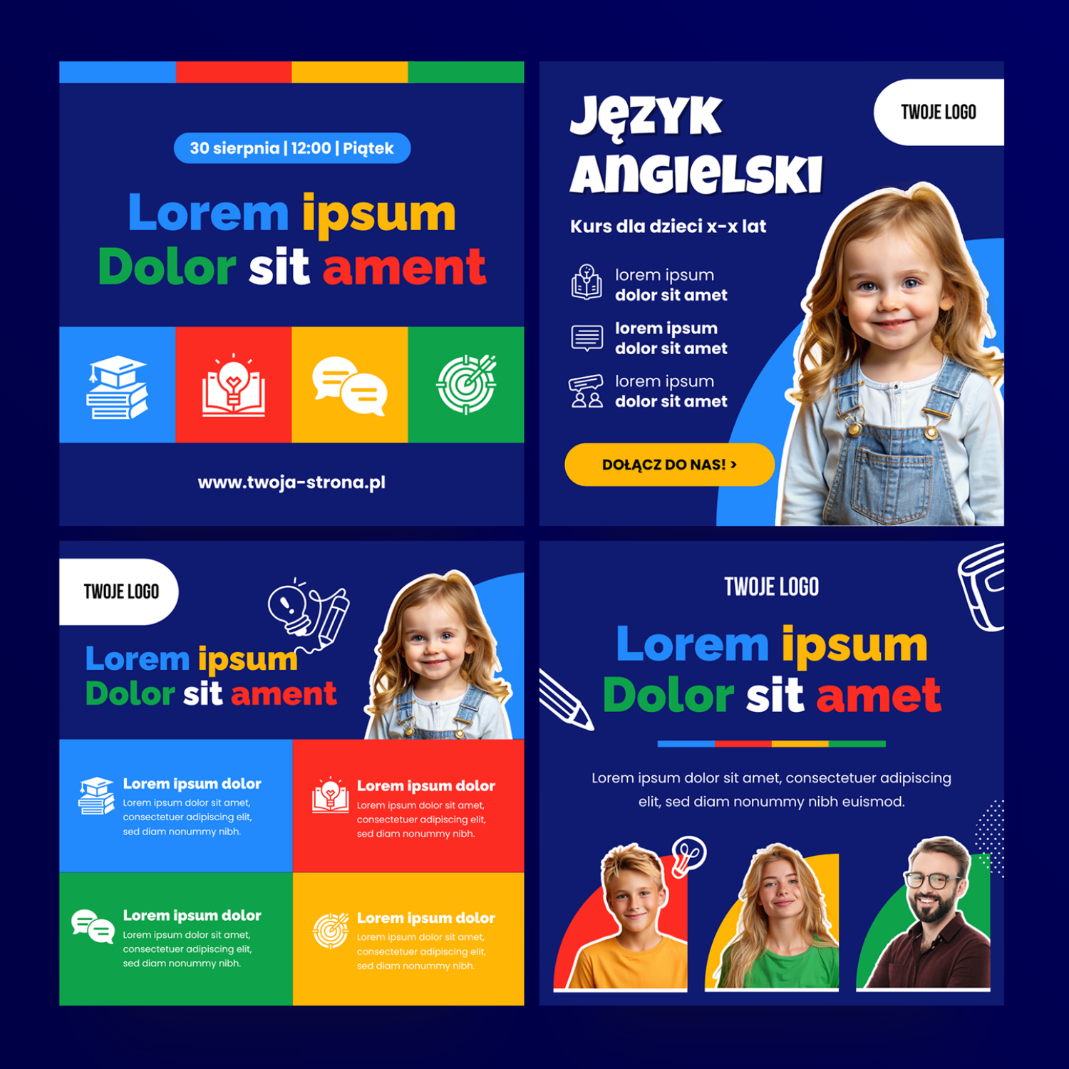 Pakiet Grafik i Szablonów: Call to Action! Booster sprzedaży kursów językowych