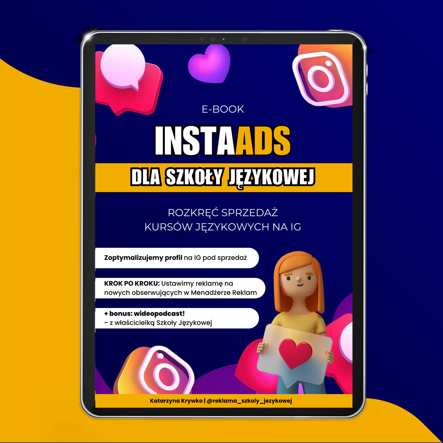 E-book "InstaADS" - Jak promować Szkołę Językową na IG i rozkręcić sprzedaż kursów językowych + BONUS