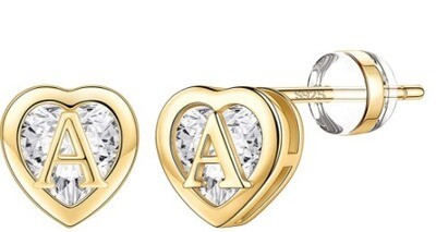 Heart initial studs