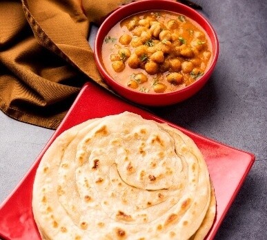 Roti with Curried Channa (Chick Peas)
