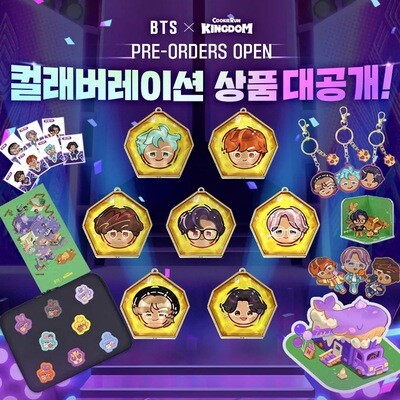 BTS X Cookie Run Kingdom - Lucky Draw / Voice Keyring / Mini Acrylic Stand / Magnet Set / Multi Binder / Tablet Pouch / Sticker Set / Mouse Pad