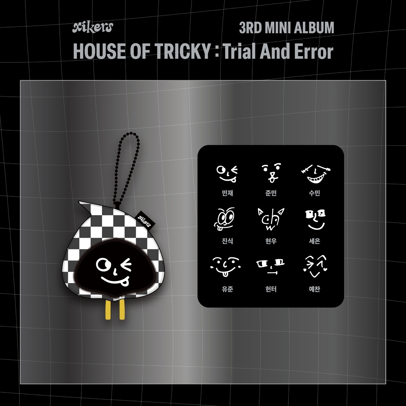 Xikers 3rd Mini Album 'House of Tricky : Trial And Error' Official Merchandise, Choose Item: Tricky Face Keyring (Random)