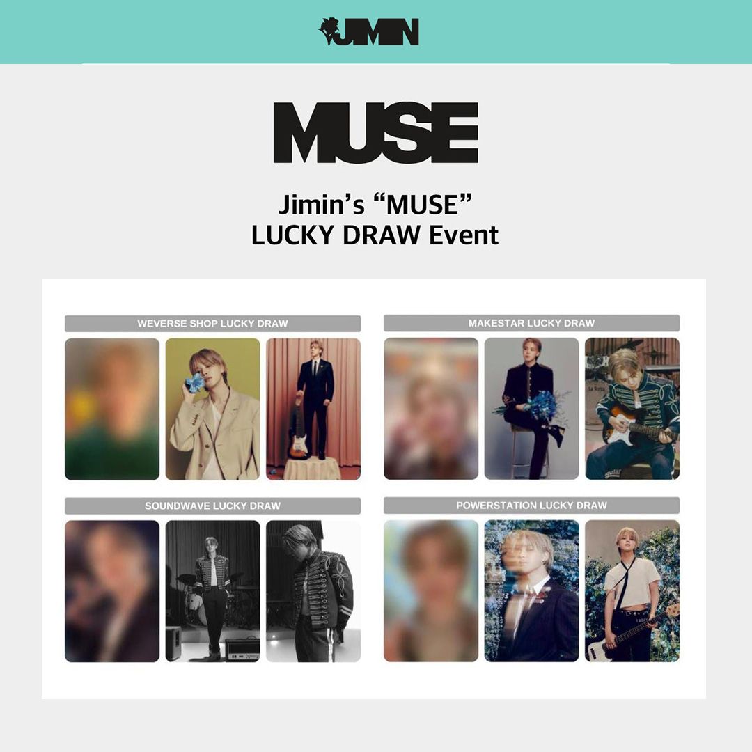 Jimin BTS 'MUSE' Lucky Draw Event, Choose Store: 1pc Weverse Photocard Only ( Random )