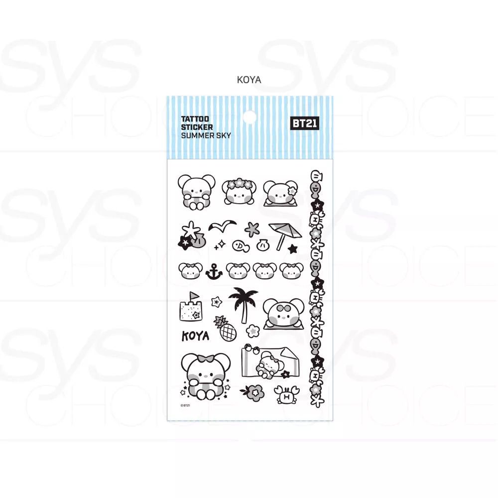 BT21 Tattoo Sticker Summer Sky Beach, Choose Item: Koya
